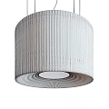 Modern Beige Pendant Light With Vertical Stripes And Circular Opening Design 3d model
