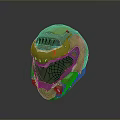 Green Military Weapon Helmet With Protective Visor And Tactical Combat Design