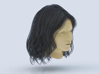 3D Rendered Game Movie Character Head With Long Black Curly Hair 3d model