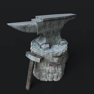 Anvil forging hammer iron 3d model