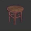 Round Wooden Stool With Smooth Surface Four Legs And Minimalist Design
