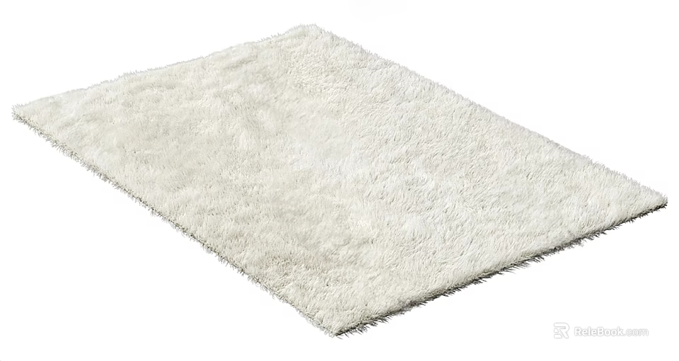 Plush Fluffy White Rug Ideal For Modern Living Room Home Decor 3d model 