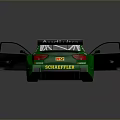 Audi Green And Yellow Race Car With Open Doors Rear Wing And Sponsor Logos