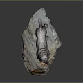 Detailed Artistic Wolf Sculpture Standing On Natural Stone Base With Textured Surface