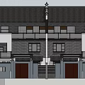 Traditional Chinese Semi Detached Villa With Two Story Glass Windows Balcony And Greenery