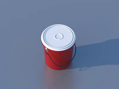 Practical Red Bucket with White Lid and Black Handle for Daily Household Use 3d model