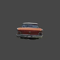 Red Vintage Classic Car With White Roof And Worn Exterior Design