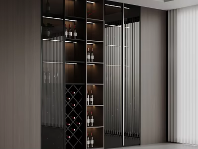 Modern Stylish Glass Wine Cabinet With Built In LED Light For Home Wine Storage 3d model