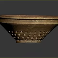 Brown Ceramic Colander With Perforated Design For Kitchen Use 3d model