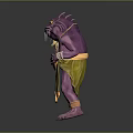 Fantasy Game Movie Character Purple Skinned Creature With Large Eyes Holding Staff And Golden Container