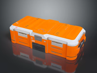 Sturdy Orange Storage Case Design With White Edges And Multiple Compartments 3d model