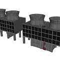 Industrial Cooling Towers With Concrete Structures In Manufacturing Facility