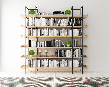 Industrial LOFT Bookshelf Simple Decorative Cabinet 3d model