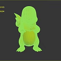 Cute Orange Charmander Character Holding Paper Note With To Bye And Red Flame Tail