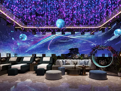 Luxurious Modern SPA Sauna Interior With Starry Ceiling And Comfortable Relaxation Seating 3d model