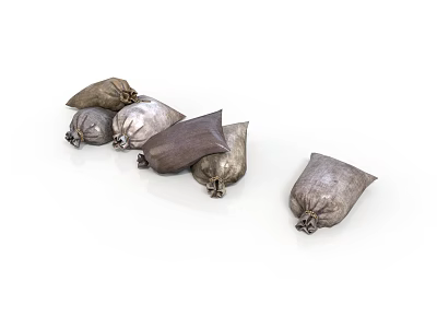 Multiple Fabric Storage Bags In Neutral Tones For Home Organization Use 3d model