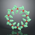 Green Holly Plant Wreath With Red Berries And Circular Leaf Design