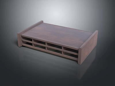 Dark Wooden Coffee Table With Storage Compartments And Modern Minimalist Design 3d model
