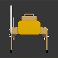 Modern Wooden Bench With Yellow Accents Black Seat And Metal Armrests