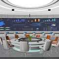 Modern Public Office Space With Large Monitoring Screens And Multiple Rows Of Desks