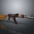 Vintage Assault Rifle With Wooden Stock Red Wrapped Grip And Metal Muzzle Design