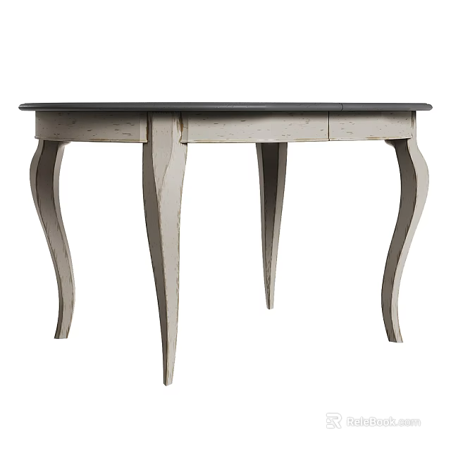 Elegant Wooden Coffee Table With Curved Legs And Smooth Light Gray Top 3d model 