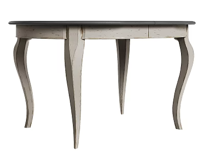 Elegant Wooden Coffee Table With Curved Legs And Smooth Light Gray Top 3d model