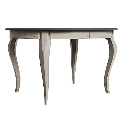 Elegant Wooden Coffee Table With Curved Legs And Smooth Light Gray Top 3d model