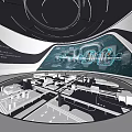 Science and technology exhibition hall department energy car battery factory digital sand table 3d model