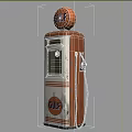 Vintage Gulf Logo Gas Pump Public Facility Featuring Retro Classic Design Elements