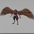 Mythical Bird Like Creature With Large Brown Wings And Humanoid Body Standing