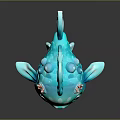 Cute Blue Cartoon Fish Toy With Big Eyes And Pink Decorations