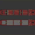Two Red And Black Ship Models With Yellow Deck Structures And White Cabins 3d model