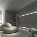 Stylish Lounge Area With Red Walls Orange Purple Bean Bags Bookshelf And Plush Toy Pig