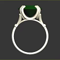 Elegant Gold Ring With Shiny Band And Green Gemstone Centerpiece Design