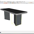 Modern Dining Table With Square Wooden Legs And Smooth Dark Surface 3d model