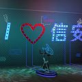 Tencent Themed Event Display With Neon Lights And Futuristic Stage Design