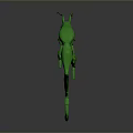 Green Biomorphic 3D Model With Twisted Limbs Sci Fi Inspired On Gray Background 3d model