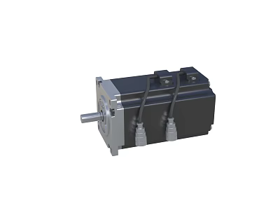 Industrial Motor With High Performance Metal Housing Rotary Shaft And Connected Cables 3d model