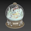Decorative Snow Globe With Snow Scene Small House Trees And Wooden Base