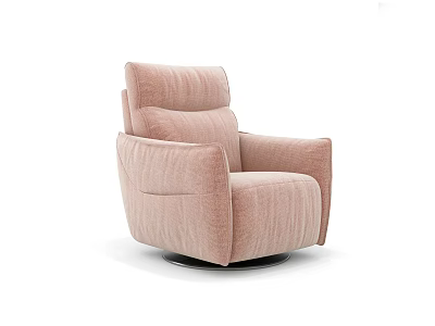 Pink Modern Single Sofa With Swivel Base And Comfortable Velvet Upholstery 3d model