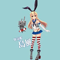 Game Anime Character Shimakaze With Blonde Hair Bunny Ears And Red White Striped Stockings