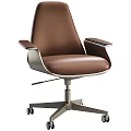 Modern Office Chair With Light Gray Fabric Dark Armrests Brown Option And Wheels