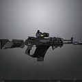 Modern Tactical Assault Rifle With Optical Sight Tactical Attachments And Metallic Finish Design