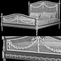 Classic White Bed Frame With Carved Details And Wicker Headboard Design