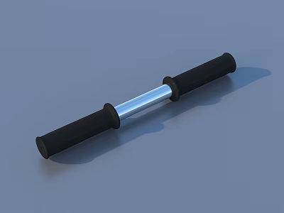 Durable Home Fitness Bar With Black Grips And Silver Metal Shaft 3d model