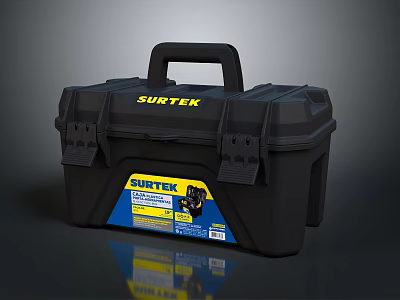Sturdy Black Surtek Toolbox With Durable Handle For Household Tool Storage 3d model
