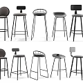 Modern Design Bar Stools With Metal Frames And Various Styles 3d model