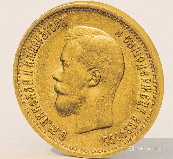 Vintage Golden Coin with Detailed Portrait of a Man and Inscriptions 3d model 