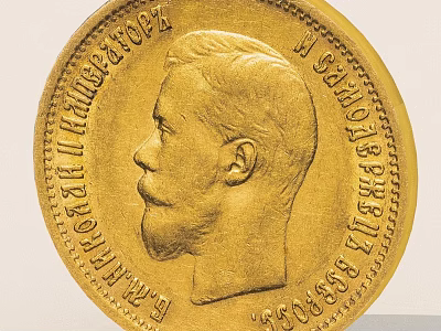Vintage Golden Coin with Detailed Portrait of a Man and Inscriptions 3d model